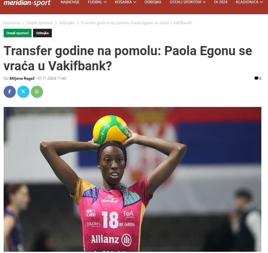 Paola Egonu's agent denies she is in Istanbul...tags herself from Italy